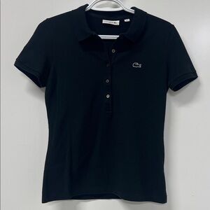 Lacoste Women's Polo, Black, Slim Fit, S/S, Button